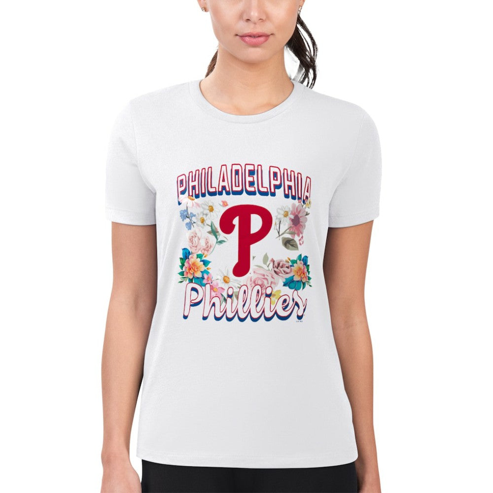 Philadelphia Phillies G-III 4Her by Carl Banks Women's Super-Slim Fit Lightweight Flowers Graphic T-Shirt Outlet
