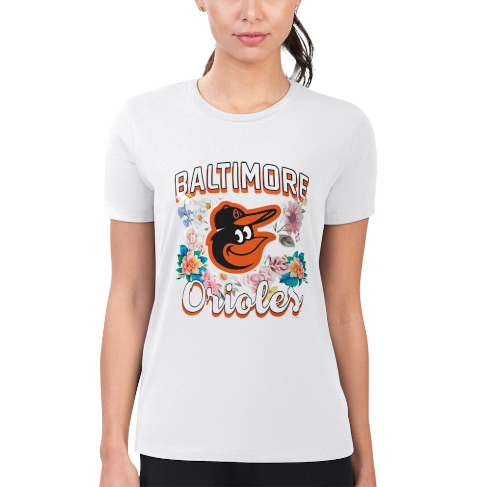 Baltimore Orioles G-III 4Her by Carl Banks Women's Super-Slim Fit Lightweight Flowers Graphic T-Shirt Sale
