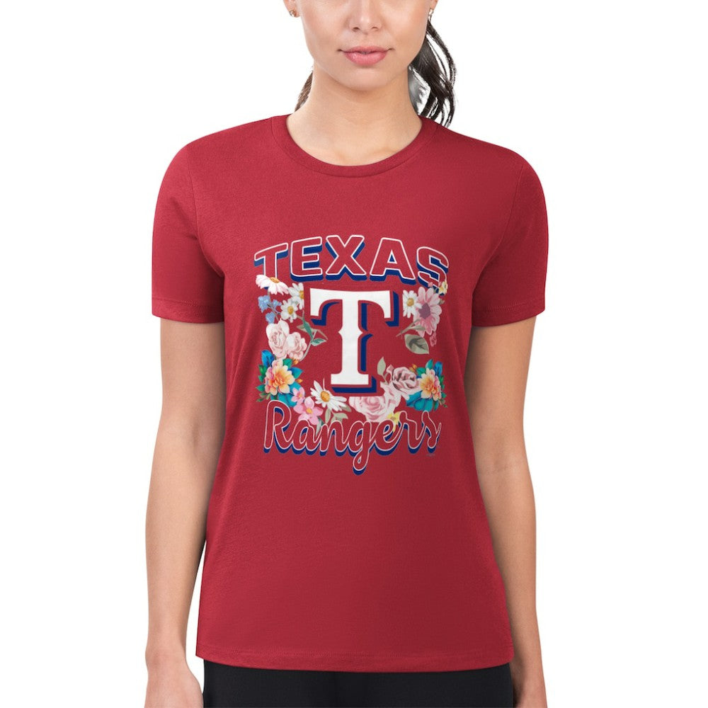 Texas Rangers G-III 4Her by Carl Banks Women's Super-Slim Fit Lightweight Flowers Graphic T-Shirt Discount