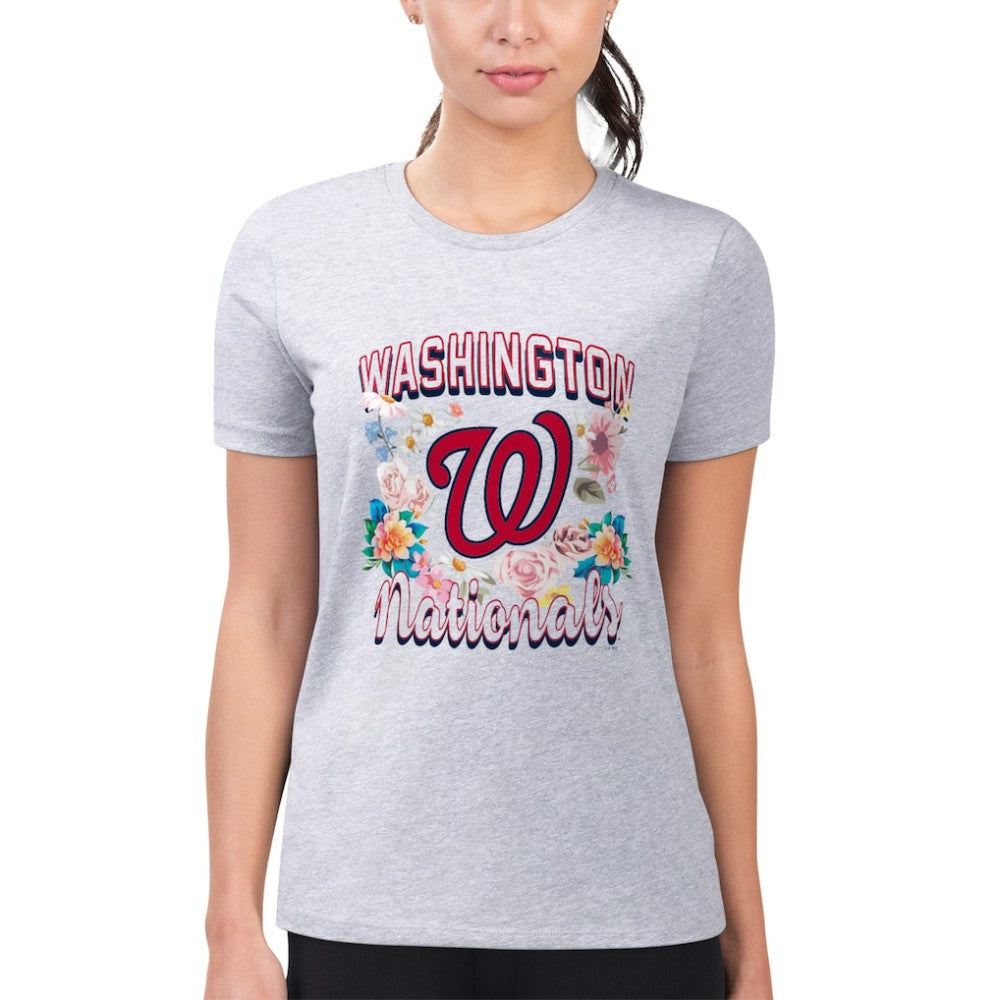 Washington Nationals G-III 4Her by Carl Banks Women's Super-Slim Fit Lightweight Flowers Graphic T-Shirt for sale