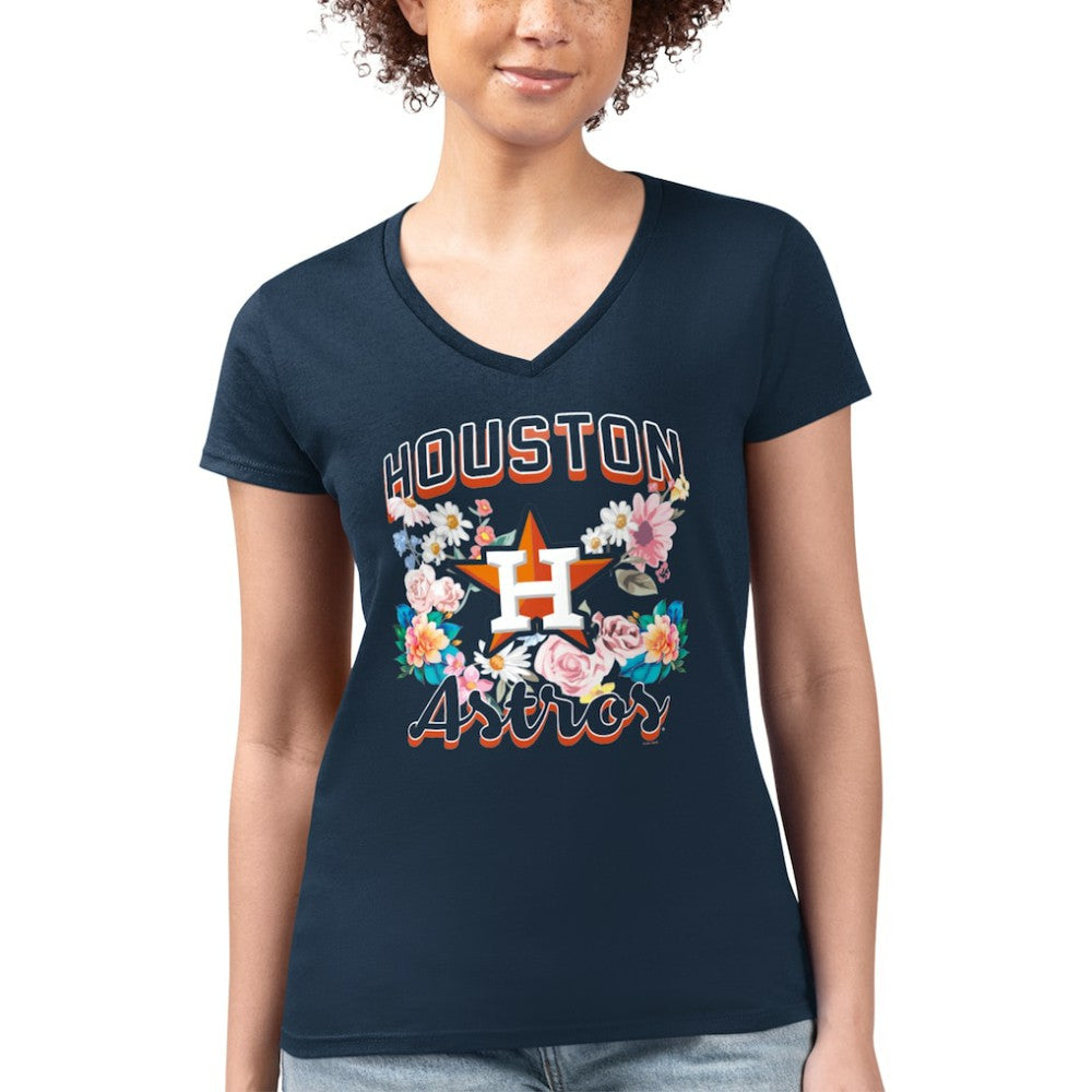 Houston Astros G-III 4Her by Carl Banks Women's Super-Slim Fit Lightweight Flowers Graphic V-Neck T-Shirt Sale