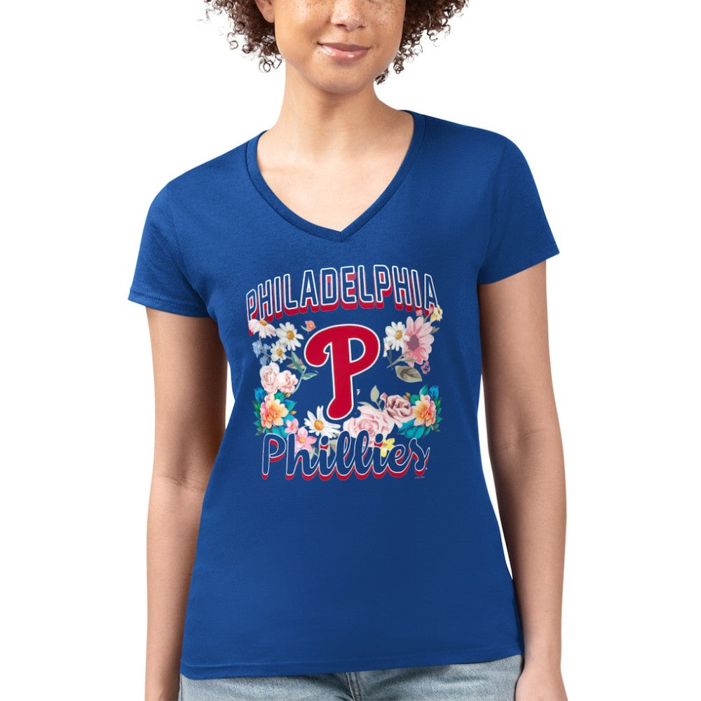 Philadelphia Phillies G-III 4Her by Carl Banks Women's Super-Slim Fit Lightweight Flowers Graphic V-Neck T-Shirt Near Me