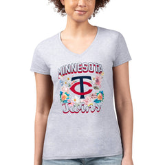 Minnesota Twins G-III 4Her by Carl Banks Women's Super-Slim Fit Lightweight Flowers Graphic V-Neck T-Shirt Online
