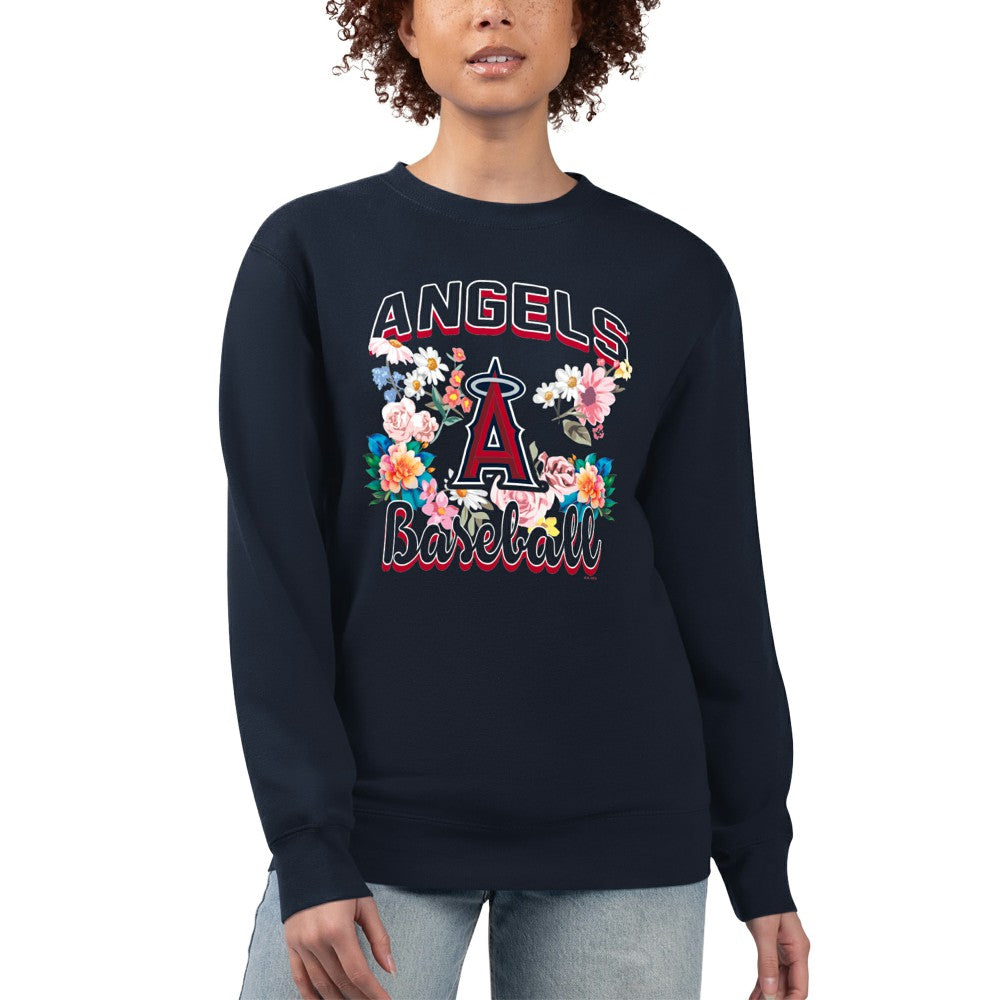 Los Angeles Angels G-III 4Her by Carl Banks Women's Flowers Graphic Pullover Sweatshirt Discount