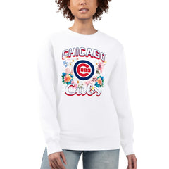 Chicago Cubs G-III 4Her by Carl Banks Women's Flowers Graphic Pullover Sweatshirt Discount
