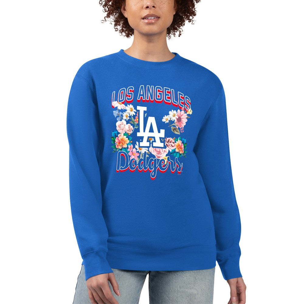 Los Angeles Dodgers G-III 4Her by Carl Banks Women's Flowers Graphic Pullover Sweatshirt for sale