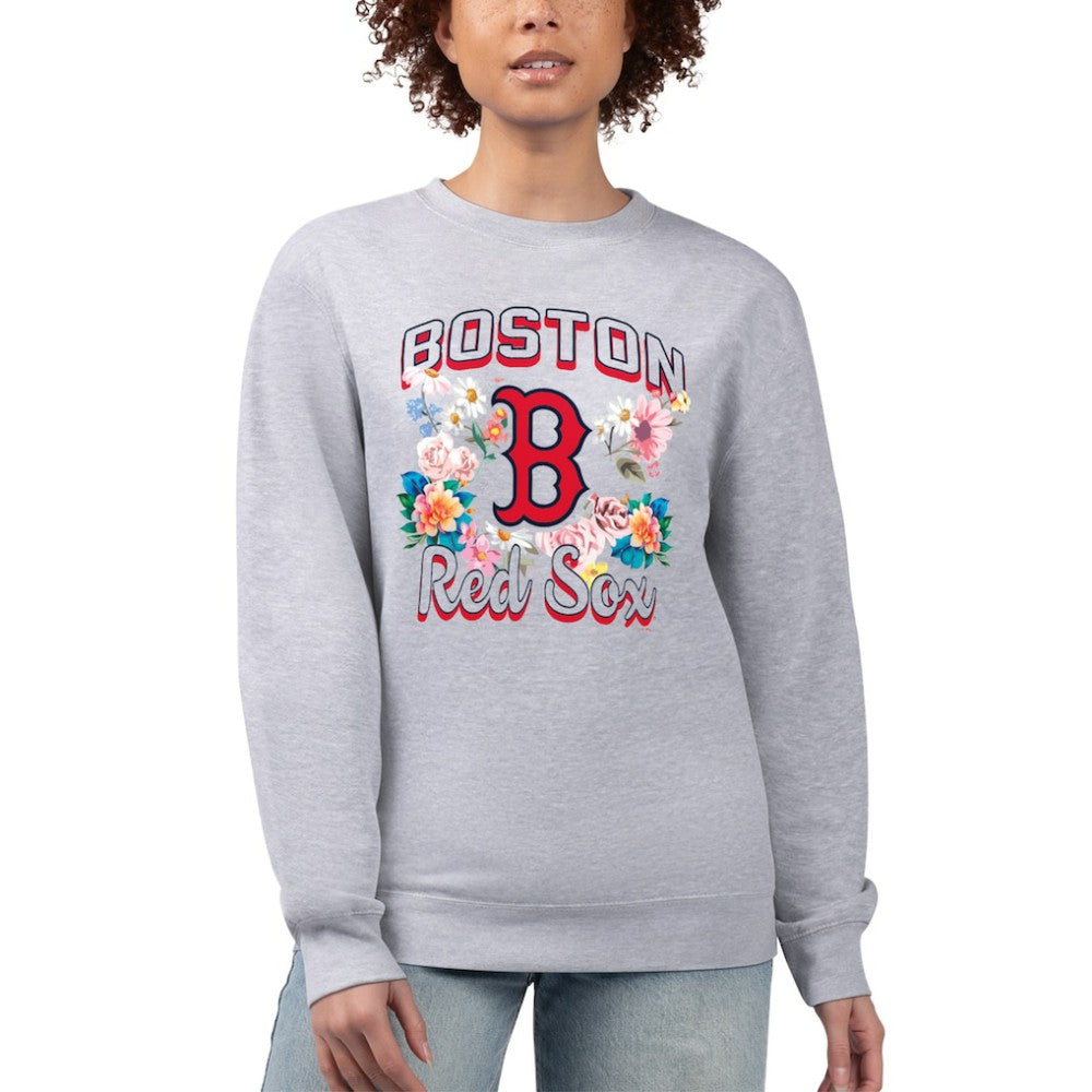 Boston Red Sox G-III 4Her by Carl Banks Women's Flowers Graphic Pullover Sweatshirt Online