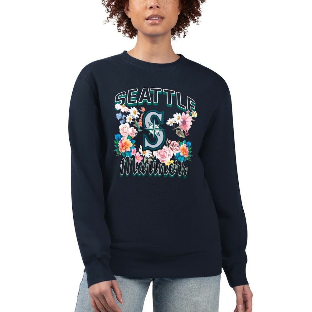 Seattle Mariners G-III 4Her by Carl Banks Women's Flowers Graphic Pullover Sweatshirt Discount