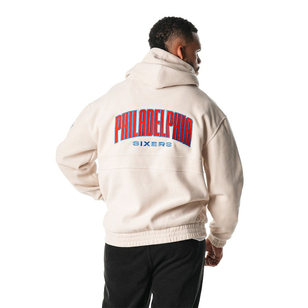Philadelphia 76ers The Wild Collective Unisex Corduroy Tri-Blend Pullover Hoodie Cream