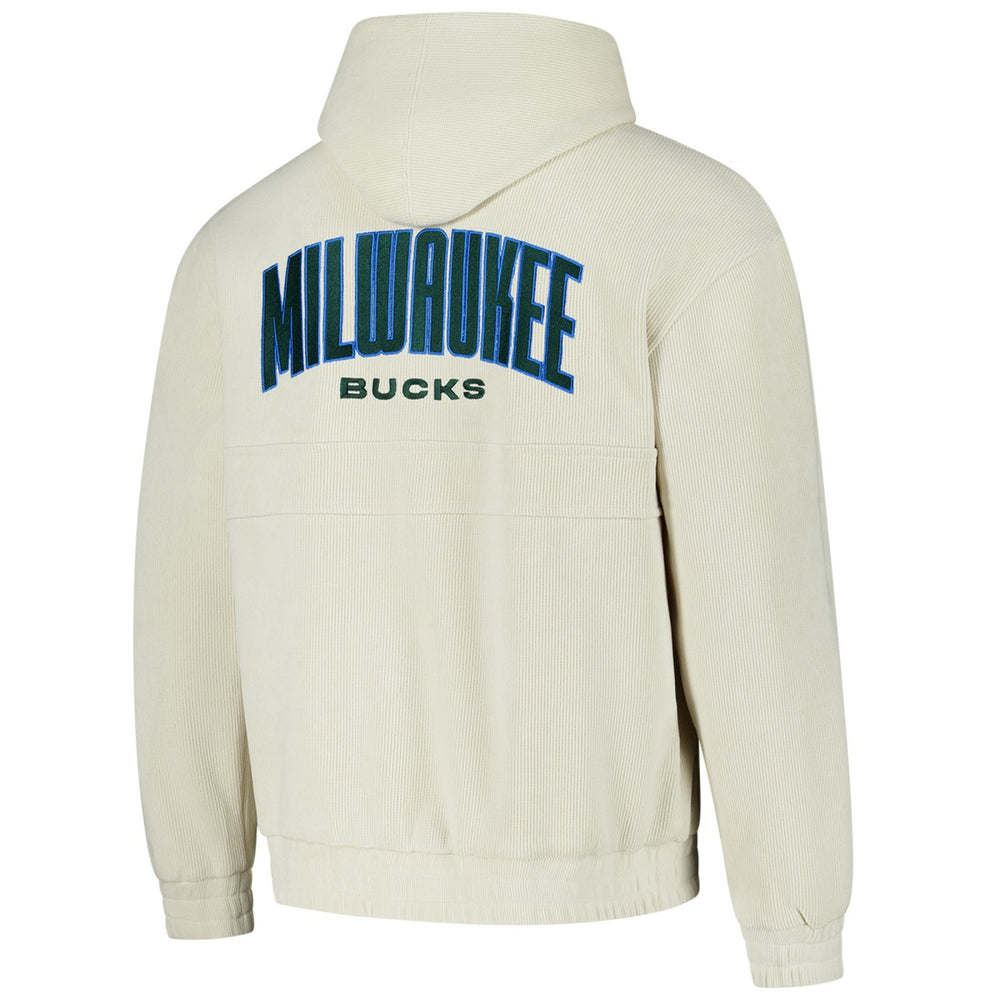 Milwaukee Bucks The Wild Collective Unisex Corduroy Tri-Blend Pullover Hoodie Cream