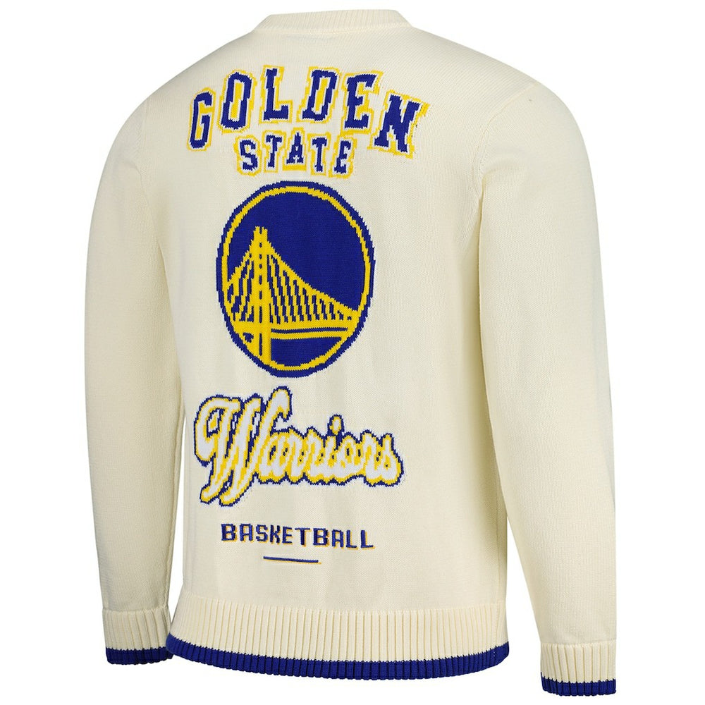 Golden State Warriors The Wild Collective Unisex Jacquard Knit Pullover Sweater Cream