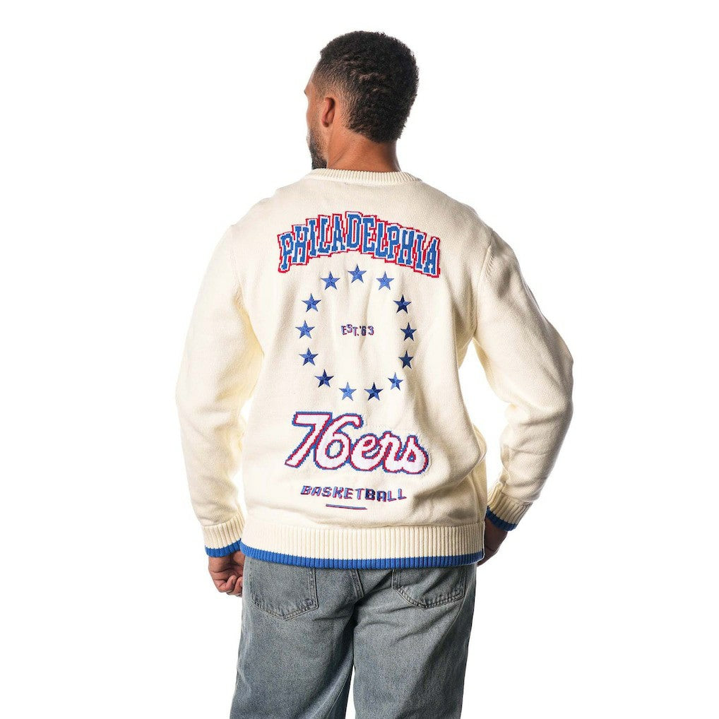 Philadelphia 76ers The Wild Collective Unisex Jacquard Knit Pullover Sweater Cream