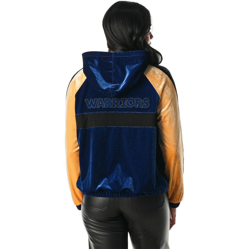 Golden State Warriors The Wild Collective Women's Velour Full-Zip Track Jacket Hoodie Blue