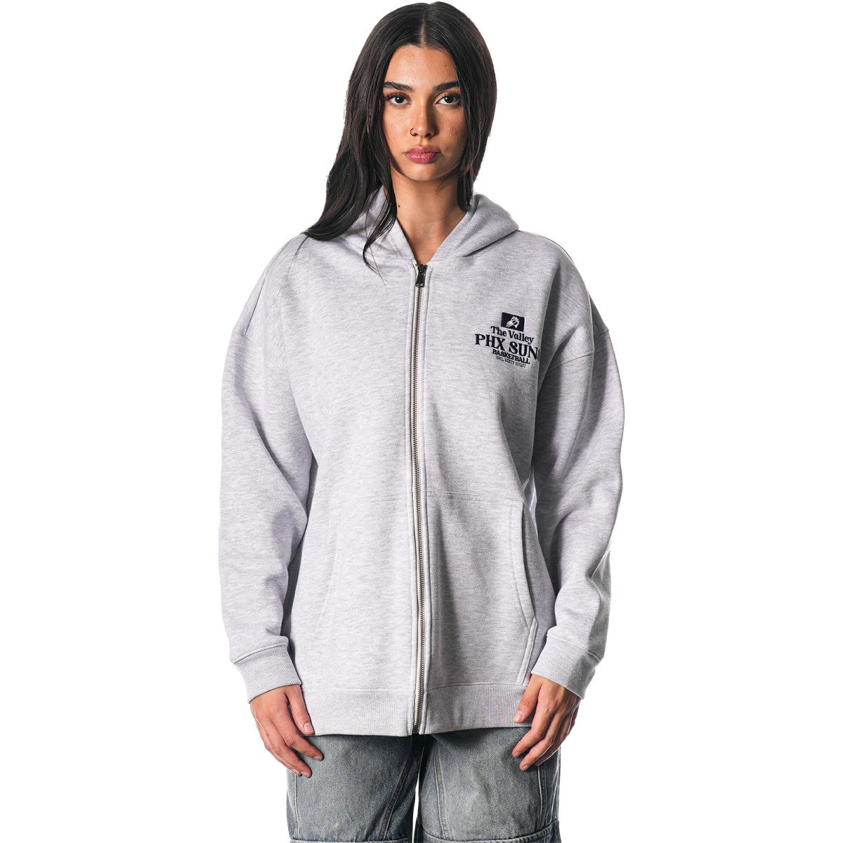 Phoenix Suns The Wild Collective Unisex Full-Zip Floral Hoodie Heather Gray