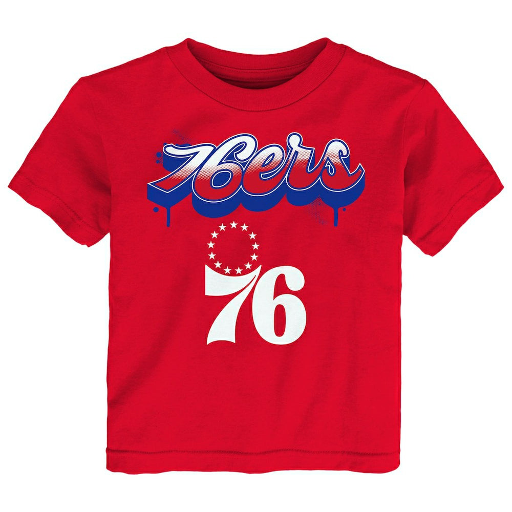 Philadelphia 76ers Youth Bubbly Script T-Shirt Red