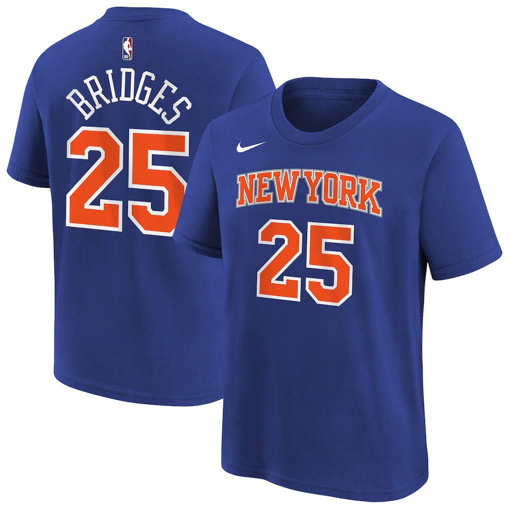 Nike Mikal Bridges New York Knicks Youth Icon Name & Number T-Shirt Blue