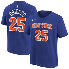 Nike Mikal Bridges New York Knicks Youth Icon Name & Number T-Shirt Blue