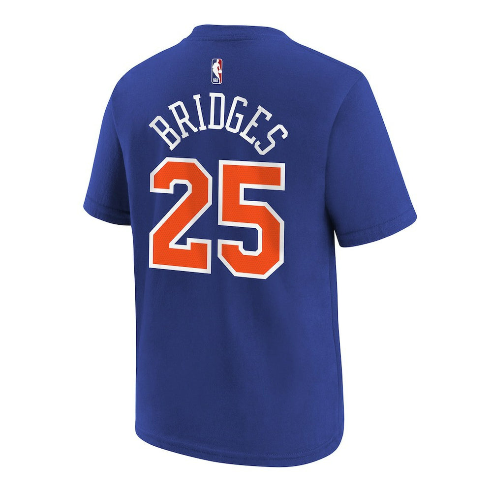 Nike Mikal Bridges New York Knicks Youth Icon Name & Number T-Shirt Blue