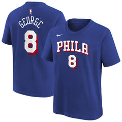 Nike Paul George Philadelphia 76ers Youth Icon Name & Number T-Shirt Royal