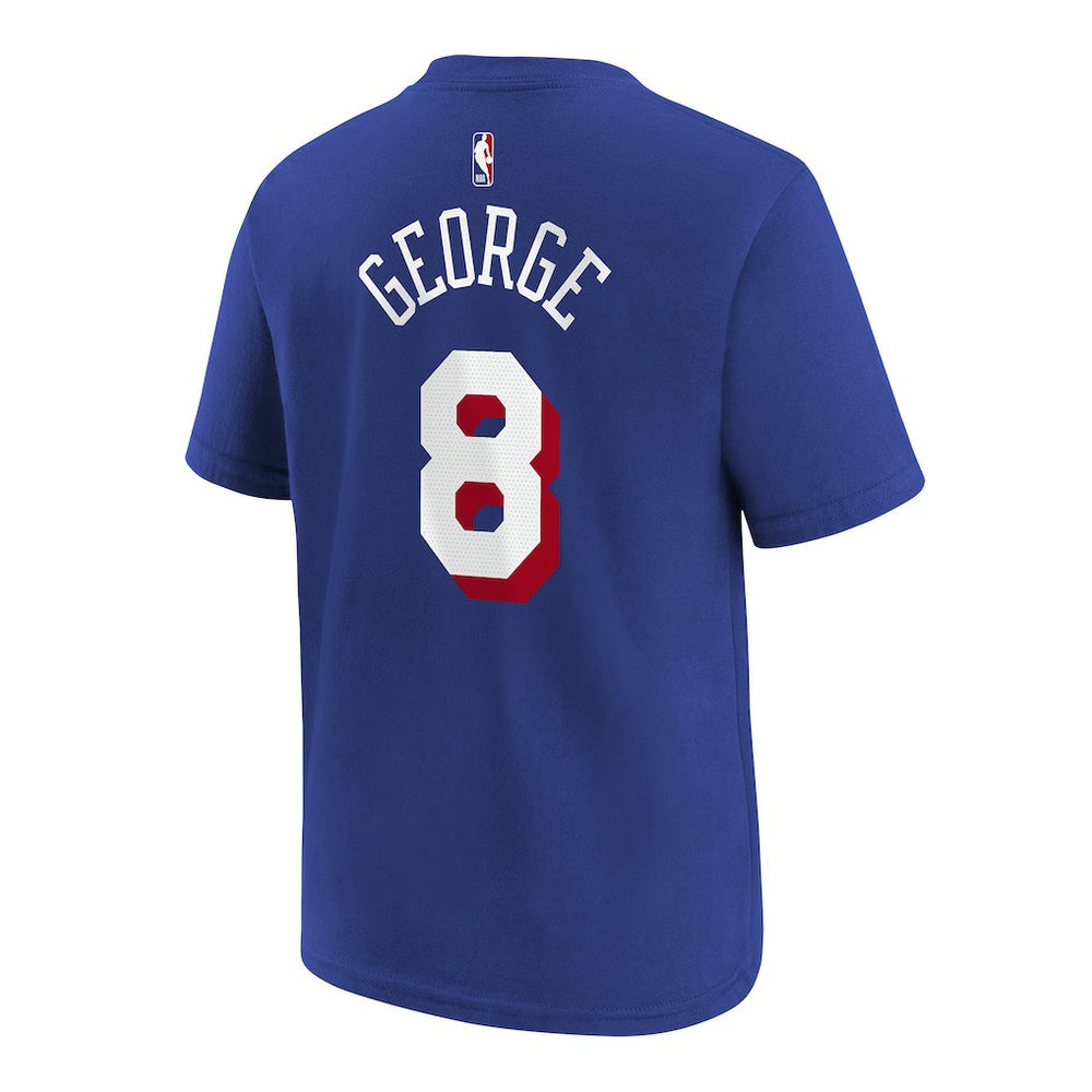 Nike Paul George Philadelphia 76ers Youth Icon Name & Number T-Shirt Royal