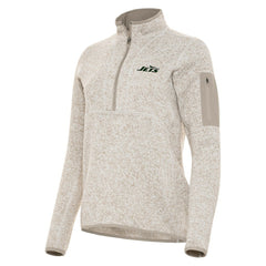 New York Jets Antigua Women's Fortune Half-Zip Jacket - Oatmeal - NFL