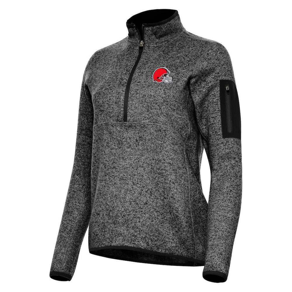 Cleveland Browns Antigua Women's Fortune Half-Zip Jacket - Heather Black - NFL