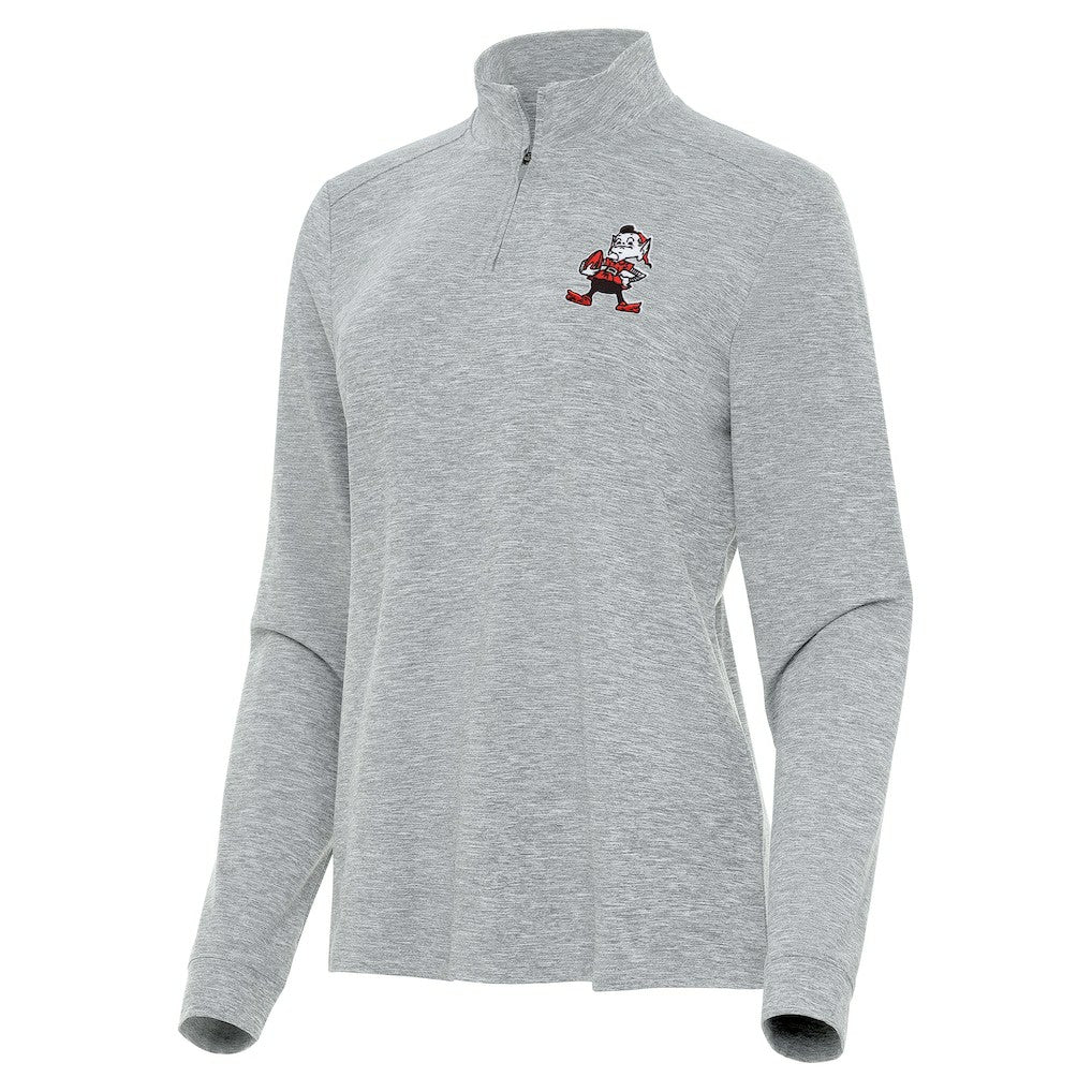 Cleveland Browns Antigua Women's Mentor Quarter-Zip Jacket - Heather Gray - NFL