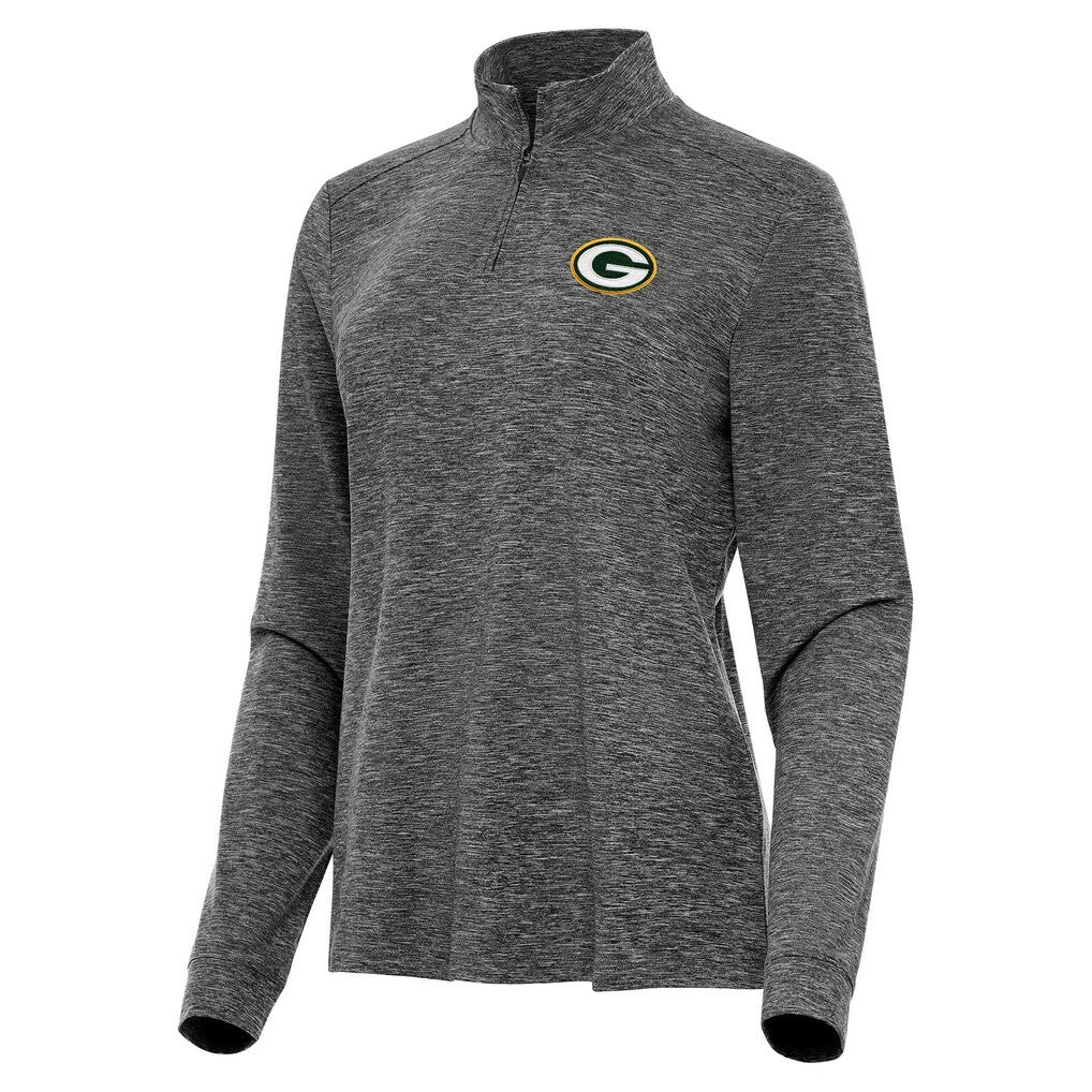 Green Bay Packers Antigua Women's Mentor Quarter-Zip Jacket - Heather Black - NFL