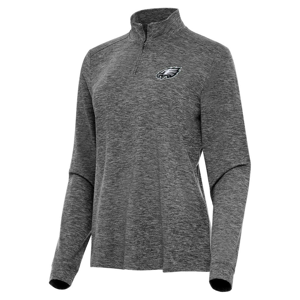 Philadelphia Eagles Antigua Women's Mentor Quarter-Zip Jacket - Heather Black - NFL