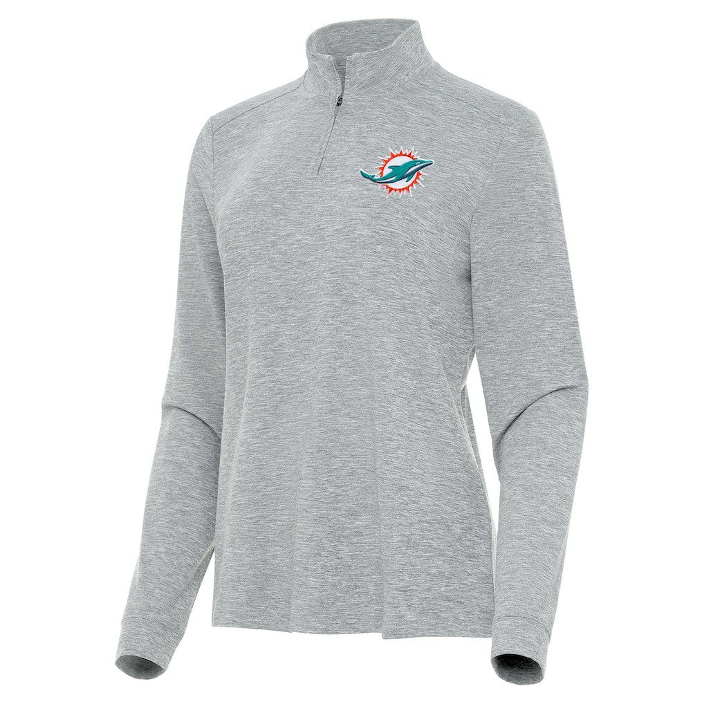 Miami Dolphins Antigua Women's Mentor Quarter-Zip Jacket - Heather Gray - NFL