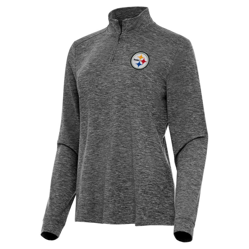 Pittsburgh Steelers Antigua Women's Mentor Quarter-Zip Jacket - Heather Black - NFL