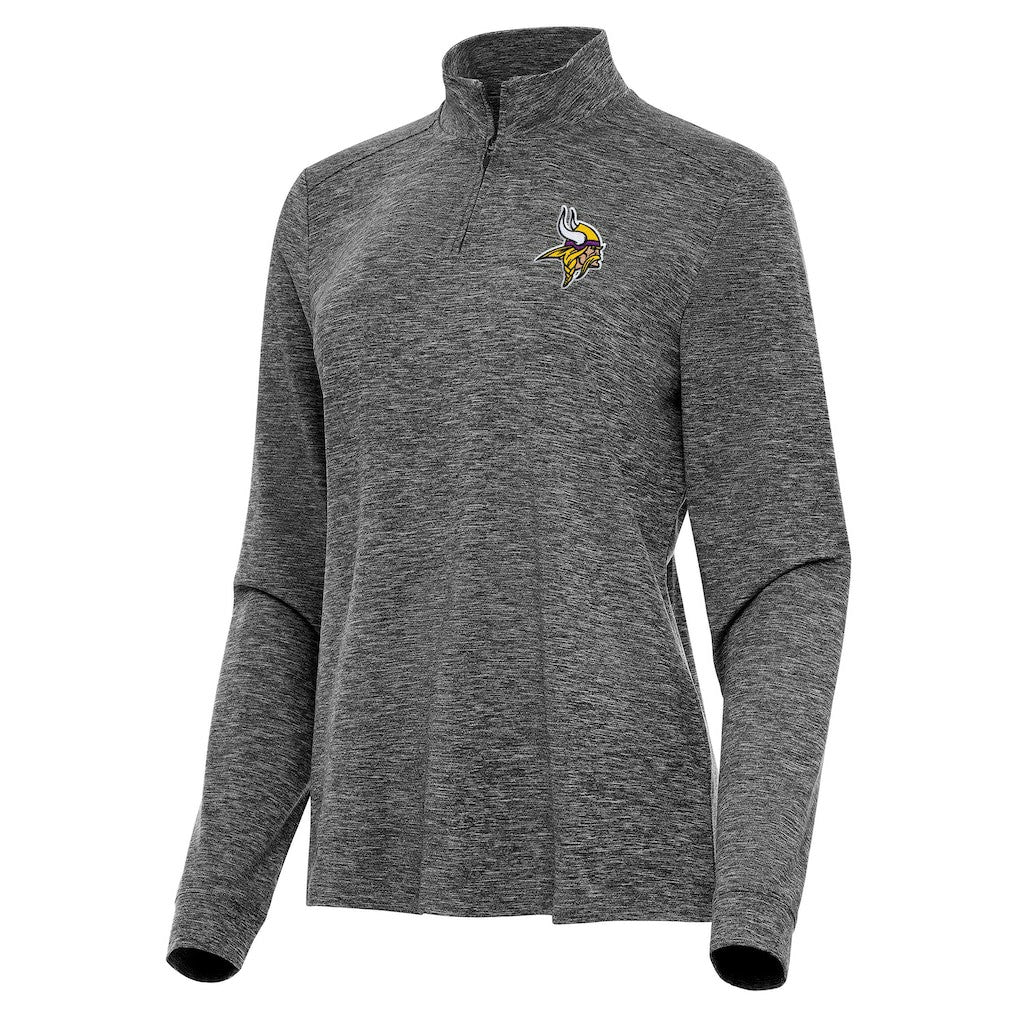Minnesota Vikings Antigua Women's Mentor Quarter-Zip Jacket - Heather Black - NFL