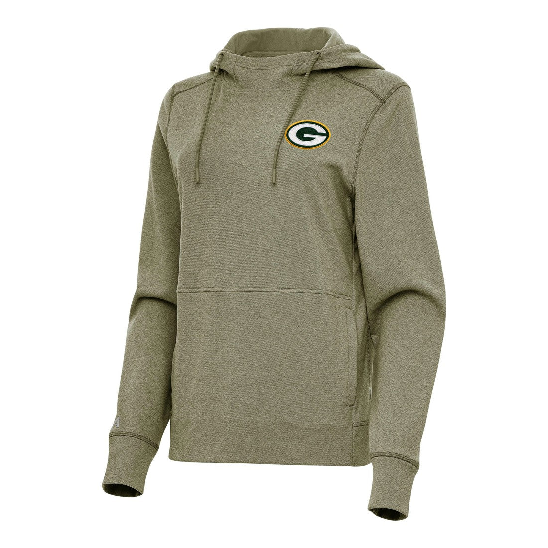 Green Bay Packers Antigua Women's Justice Pullover Hoodie - Heather Olive - NFL