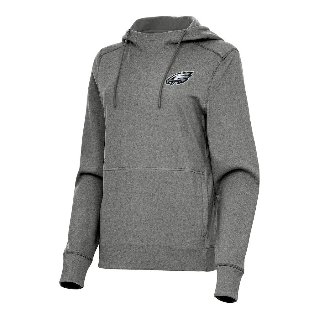 Philadelphia Eagles Antigua Women's Justice Pullover Hoodie - Heather Black - NFL