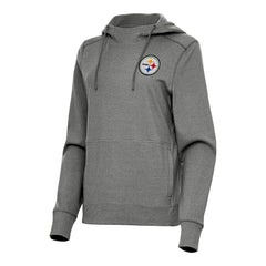 Pittsburgh Steelers Antigua Women's Justice Pullover Hoodie - Heather Black - NFL