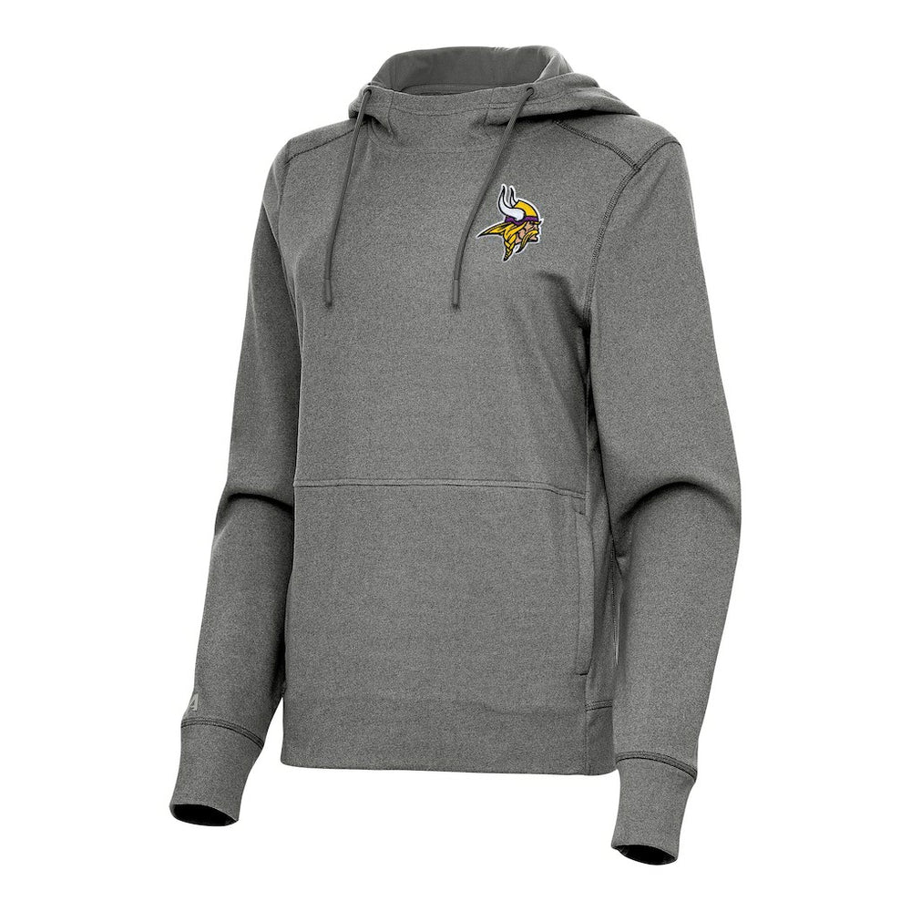 Minnesota Vikings Antigua Women's Justice Pullover Hoodie - Heather Black - NFL