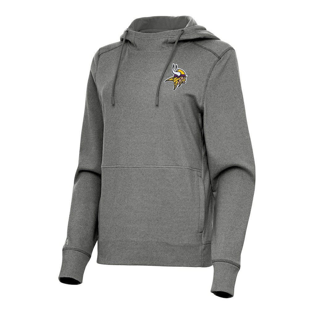 Minnesota Vikings Antigua Women's Justice Pullover Hoodie - Heather Black - NFL