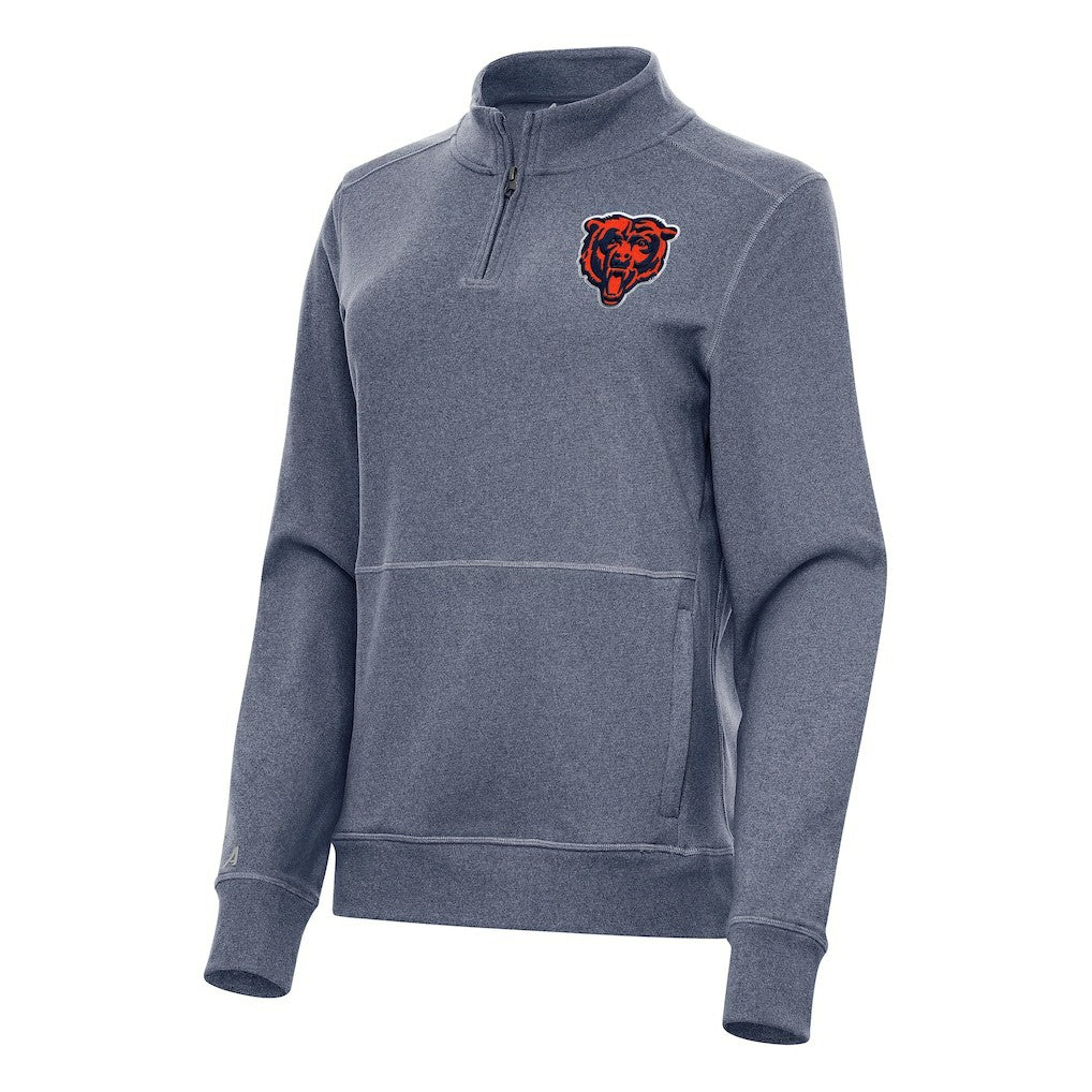 Chicago Bears Antigua Women's Crush Quarter-Zip Jacket - Heather Navy - NFL
