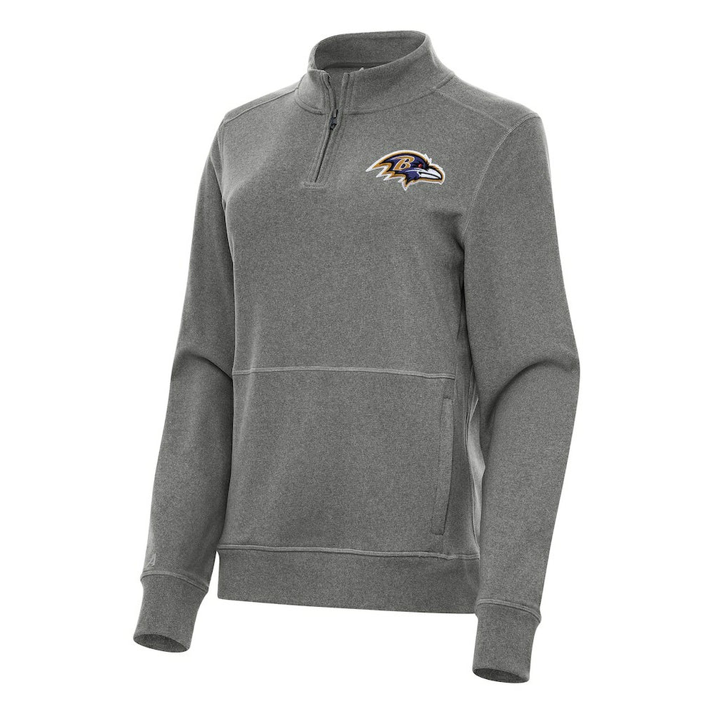 Baltimore Ravens Antigua Women's Crush Quarter-Zip Jacket - Heather Black - NFL