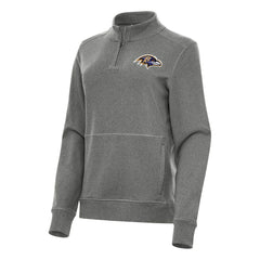 Baltimore Ravens Antigua Women's Crush Quarter-Zip Jacket - Heather Black - NFL