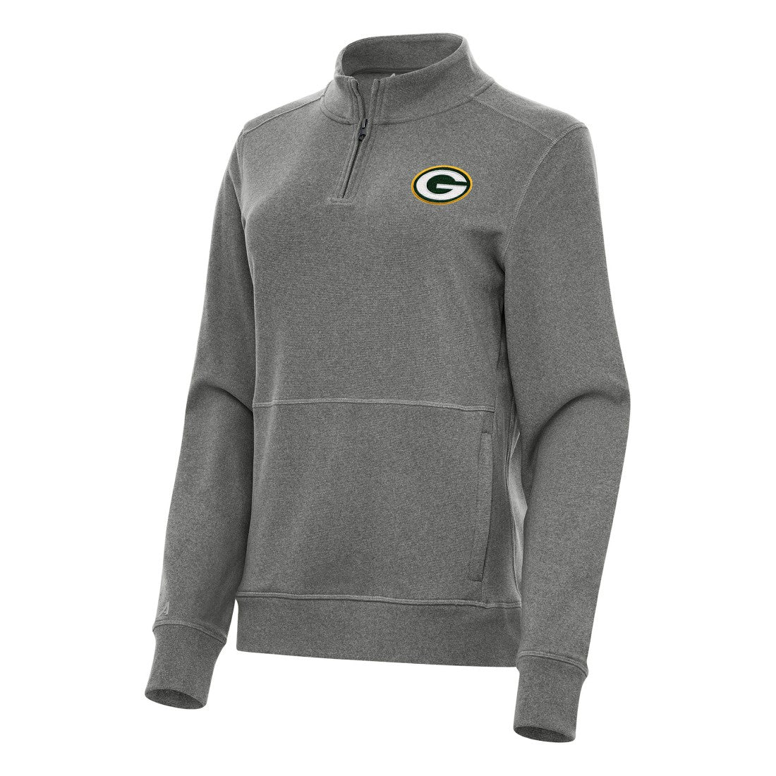 Green Bay Packers Antigua Women's Crush Quarter-Zip Jacket - Heather Black - NFL