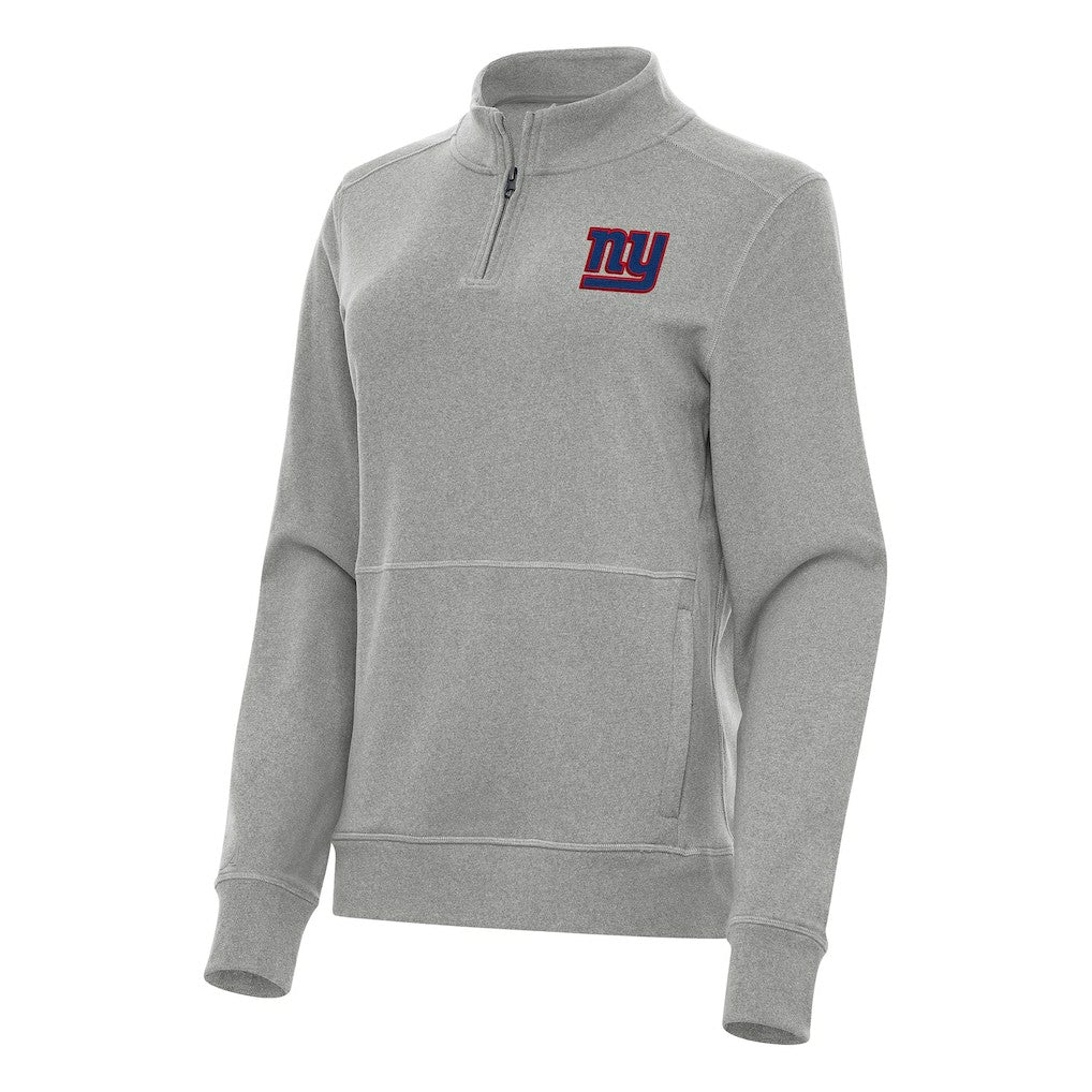 New York Giants Antigua Women's Crush Quarter-Zip Jacket - Heather Gray - NFL