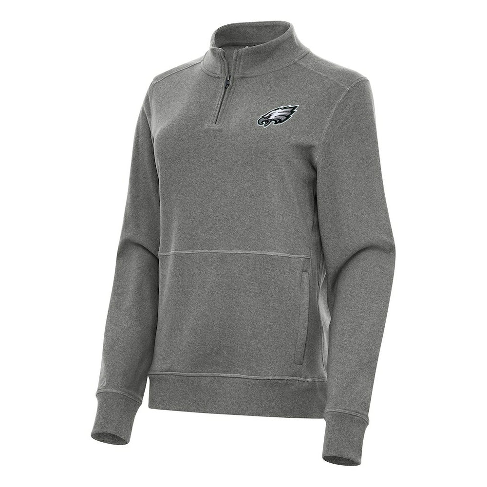 Philadelphia Eagles Antigua Women's Crush Quarter-Zip Jacket - Heather Black - NFL