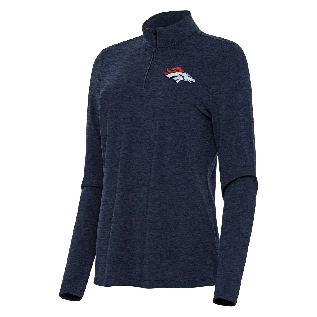 Denver Broncos Antigua Women's Bright Quarter-Zip Sweatshirt - Heather Navy - NFL