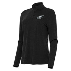 Philadelphia Eagles Antigua Women's Bright Quarter-Zip Sweatshirt - Heather Black - NFL
