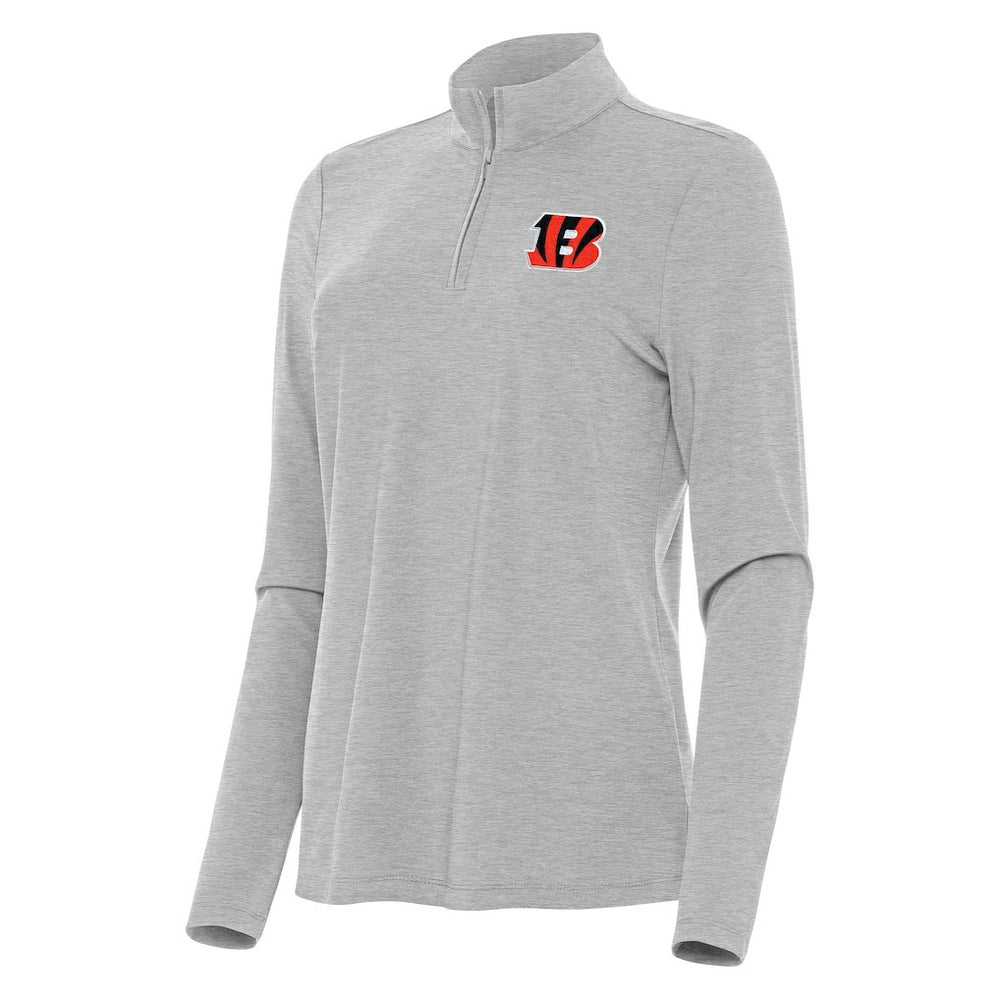 Cincinnati Bengals Antigua Women's Bright Quarter-Zip Sweatshirt - Heather Gray - NFL