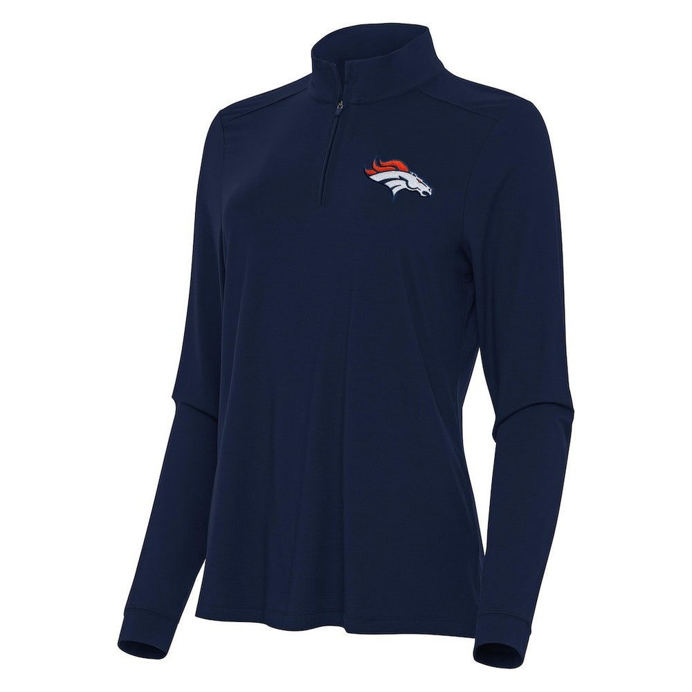 Denver Broncos Antigua Women's Intent Quarter-Zip Sweatshirt - Navy - NFL