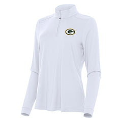 Green Bay Packers Antigua Women's Intent Quarter-Zip Sweatshirt - White - NFL