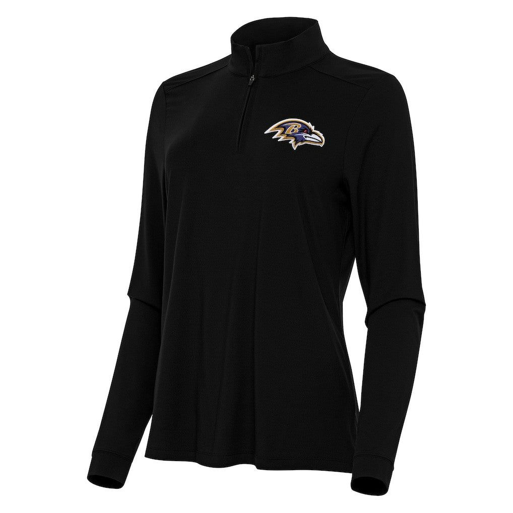Baltimore Ravens Antigua Women's Intent Quarter-Zip Sweatshirt - Black - NFL