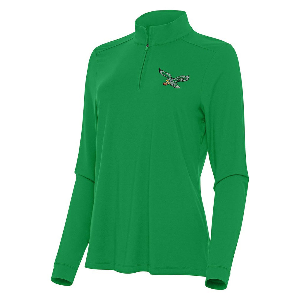 Philadelphia Eagles Antigua Women's Intent Quarter-Zip Sweatshirt - Kelly Green - NFL